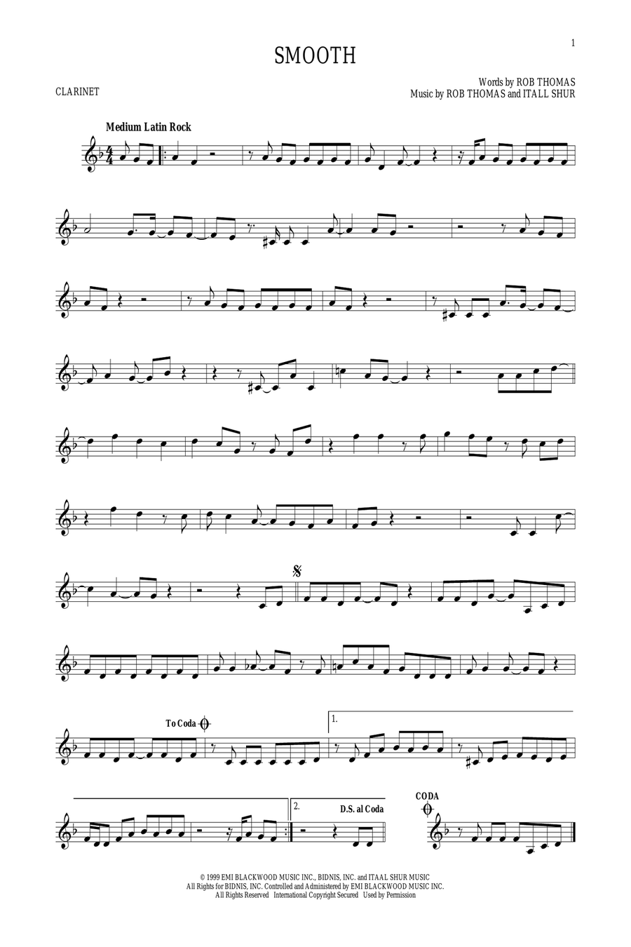 Smooth Smooth Clarinet Solo scores gallery preview page 1