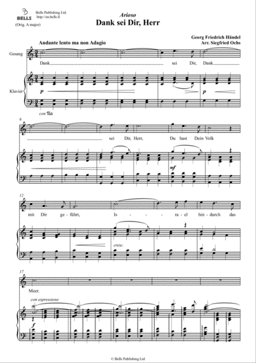 Dank sei Dir, Herr (C Major) Voice Solo scores gallery preview page 1