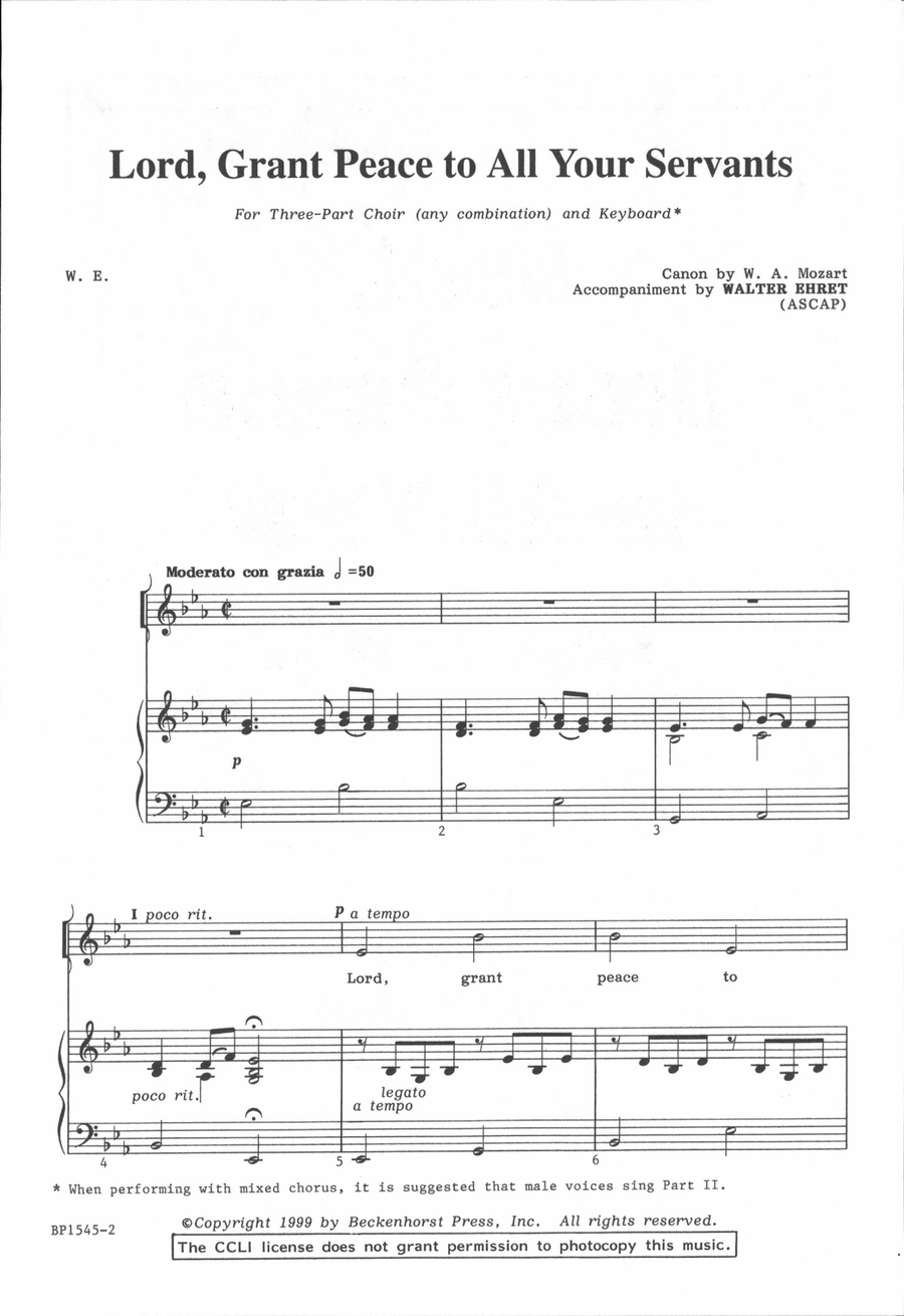 Lord, Grant Peace to All Your Servants 3-Part scores gallery preview page 2