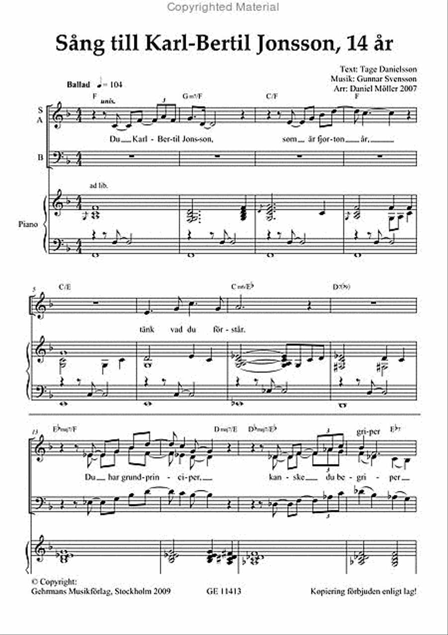 Sang till Karl-Bertil Jonsson 14 ar Divisi scores gallery preview page 2