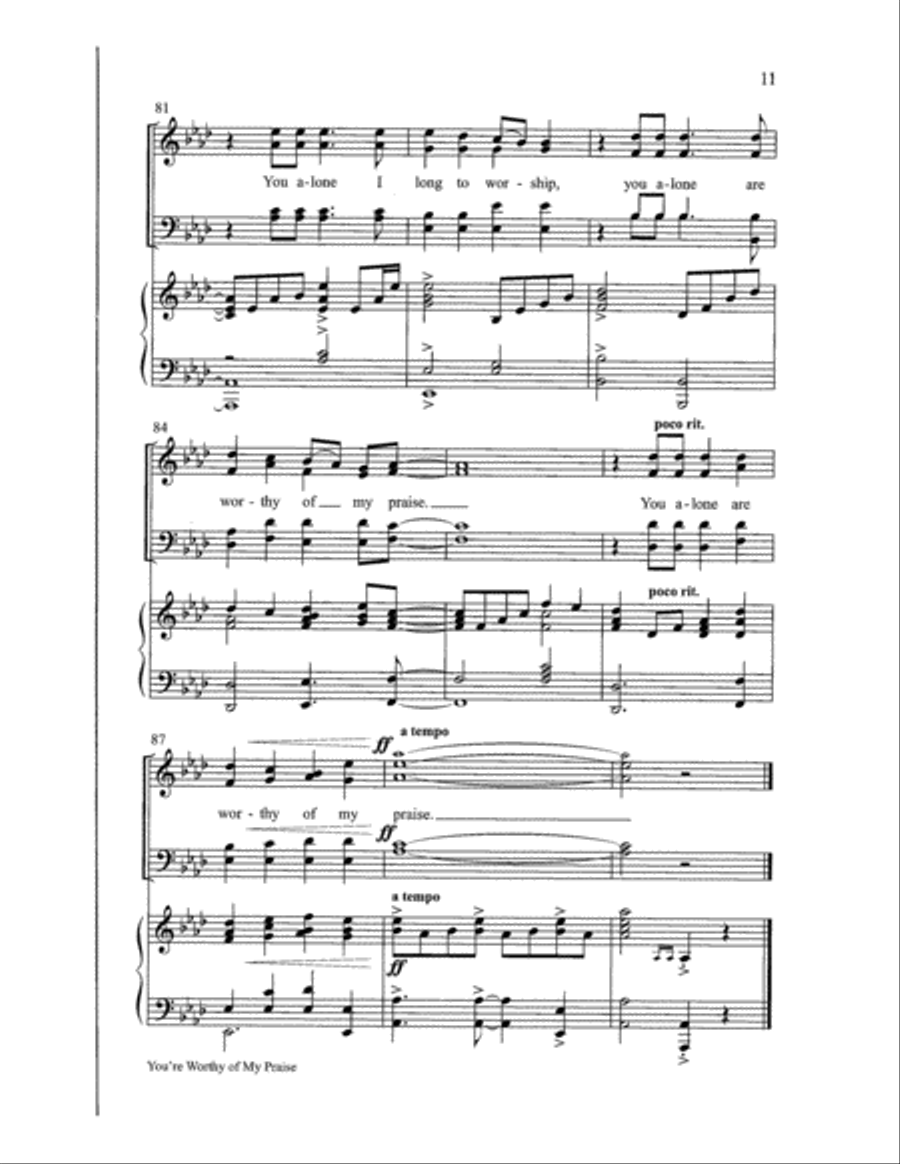 You're Worthy of My Praise with O Worship the King 4-Part scores gallery preview page 11