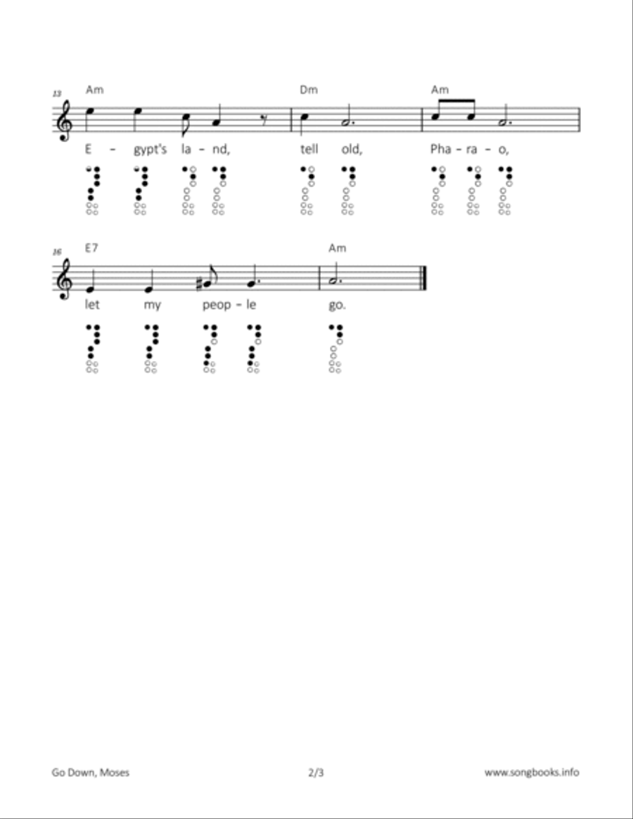 Go down, Moses Soprano Recorder scores gallery preview page 2