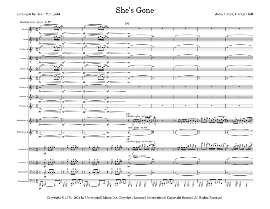 She's Gone She's Gone Marching Band scores gallery preview page 1