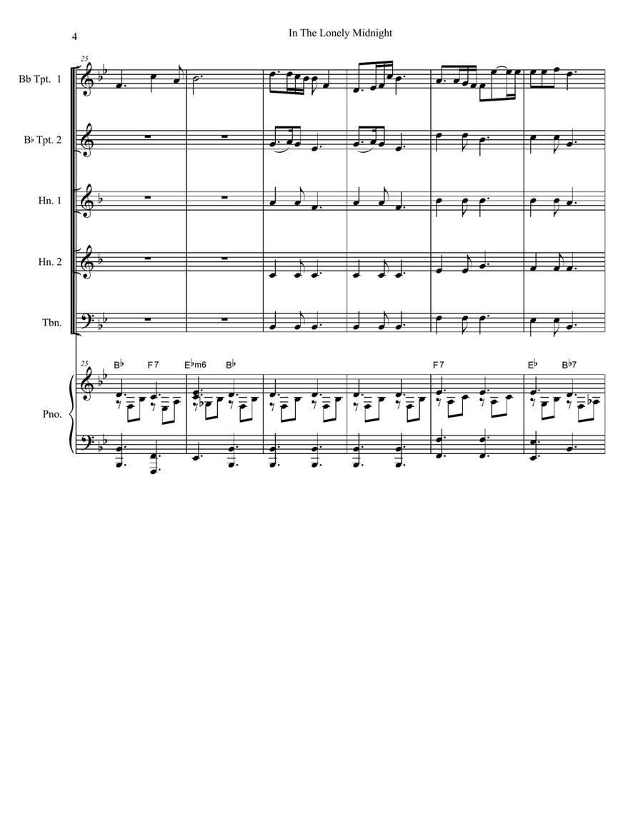 Silent Night / In The Lonely Midnight (for Brass Quintet and Piano) Brass Ensemble scores gallery preview page 5