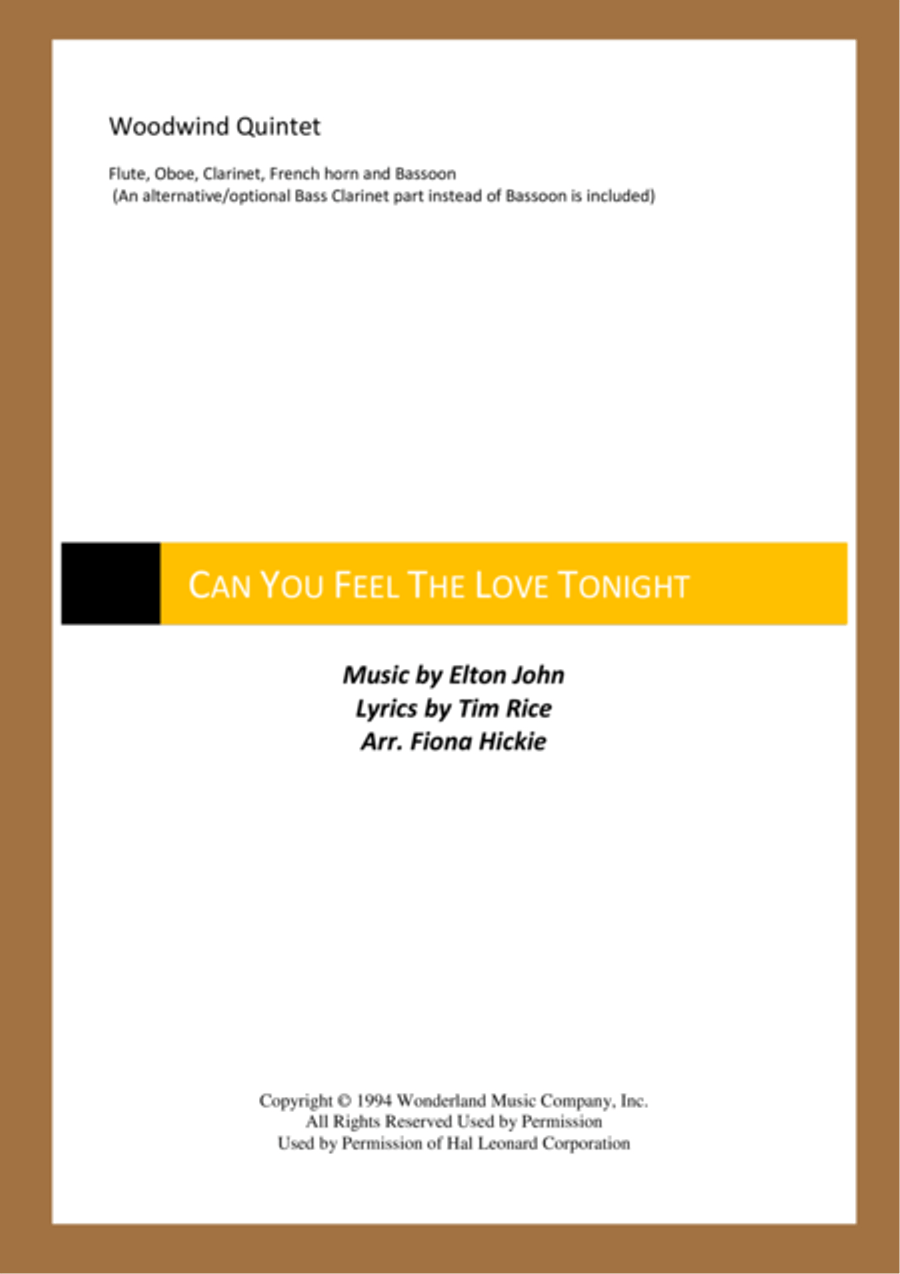 Can You Feel The Love Tonight Woodwind Quintet scores gallery preview page 1