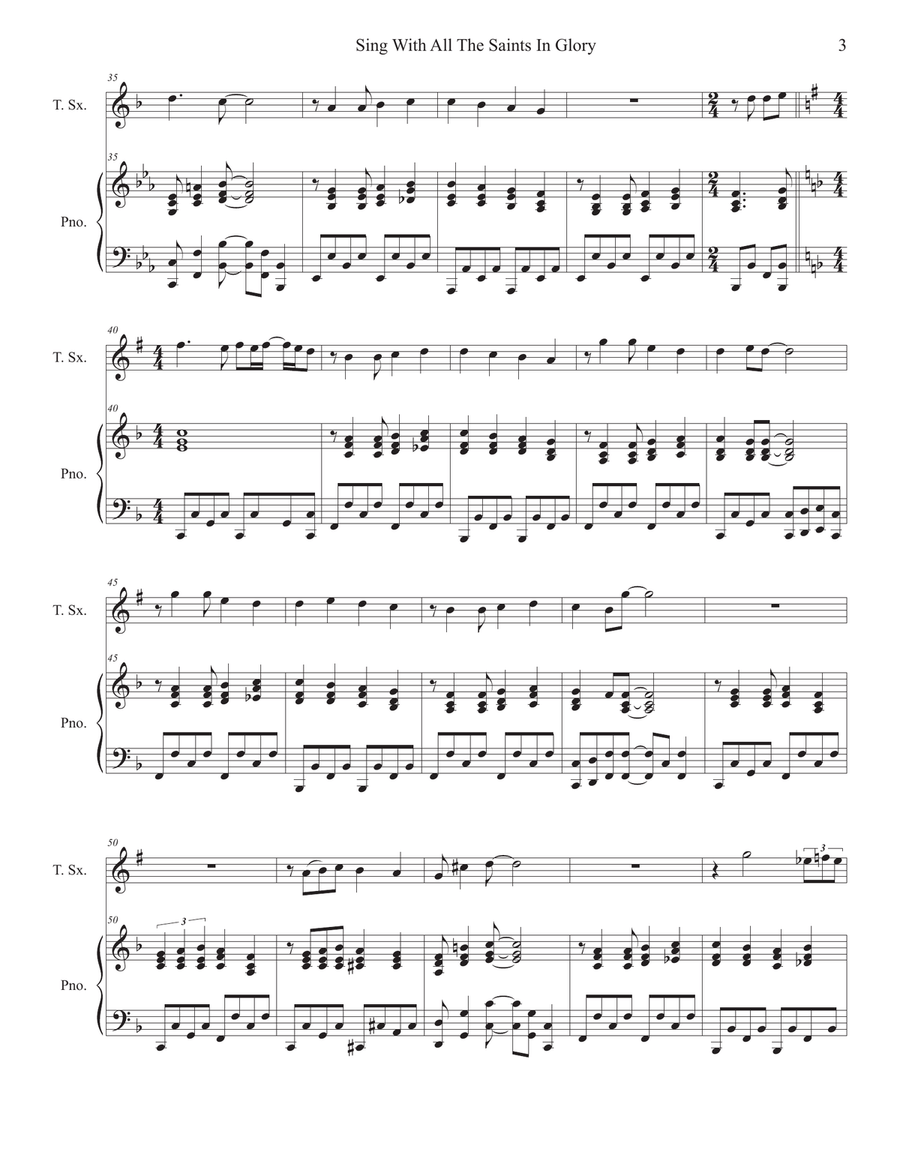 Sing With All The Saints In Glory (Tenor Saxophone and Piano) Tenor Saxophone scores gallery preview page 3