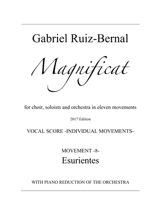 MAGNIFICAT. Mov. 8 Esurientes. Aria for Baritone with piano accompaniment (orchestra reduction)