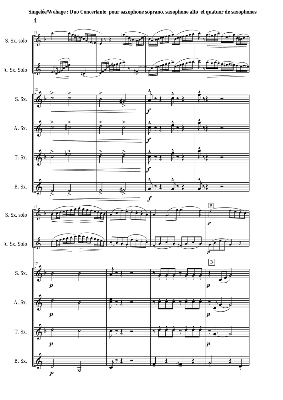 Jean-Baptiste Singelée Duo Concertante, Opus 55 arranged for soprano saxophone, alto saxophone and S Woodwind Quartet scores gallery preview page 4