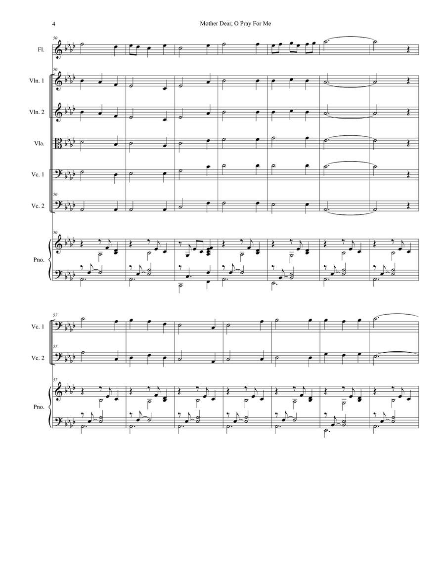 Mother Dear, O Pray For Me (for String Quintet and Piano) String Orchestra scores gallery preview page 5