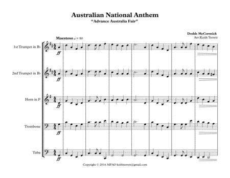 Australian National & Unofficial Anthem for Brass Quintet image number null