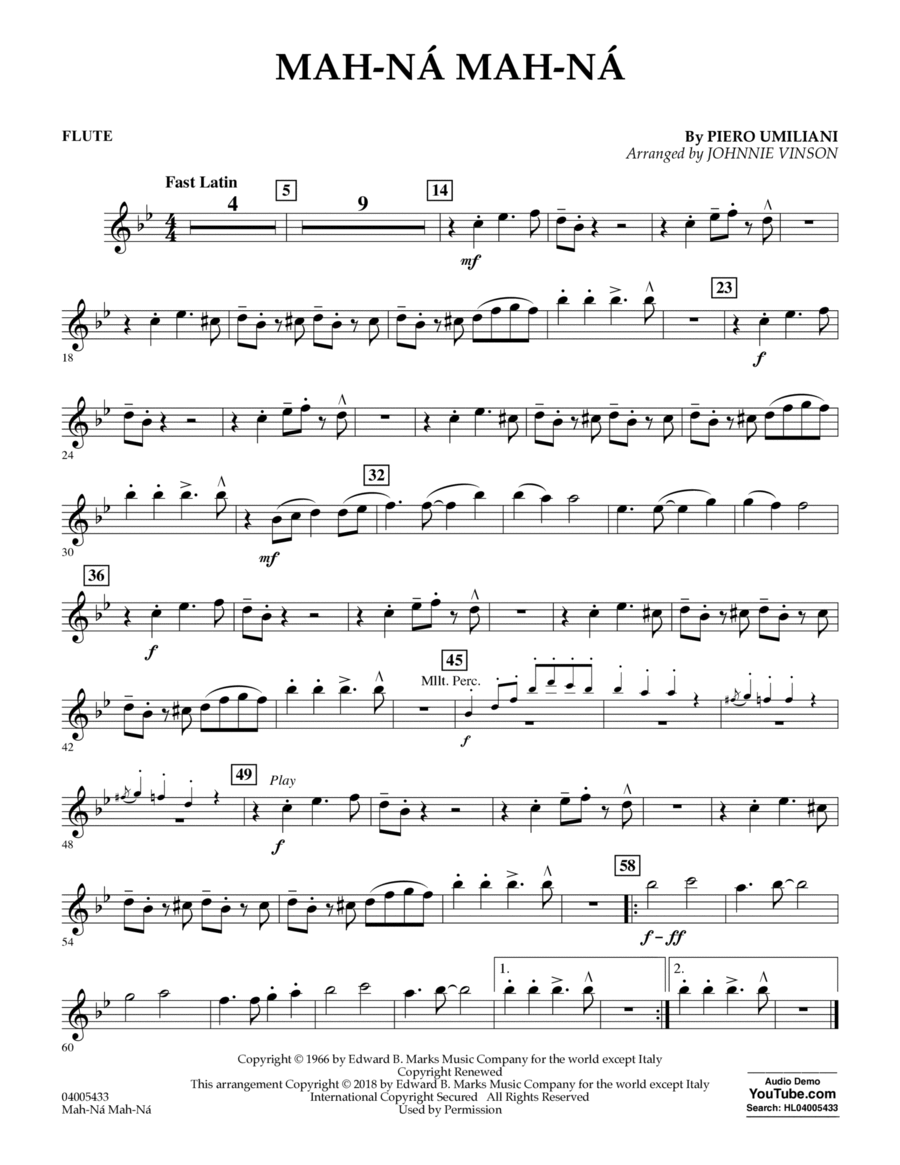 Mah-ná Mah-ná - Flute Concert Band scores gallery preview page 1