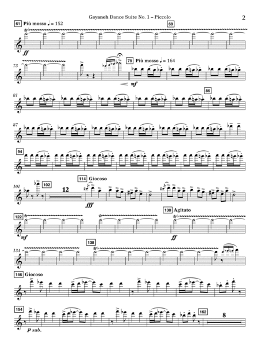 Gayenah Dance Suite No. 1 (Excerpts) (arr. Kenneth Snoeck) - Piccolo Concert Band scores gallery preview page 2