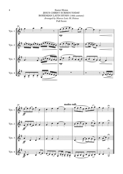 Easter Hymn Collection (with five songs) BOOK 1 - Trumpet Quartet image number null