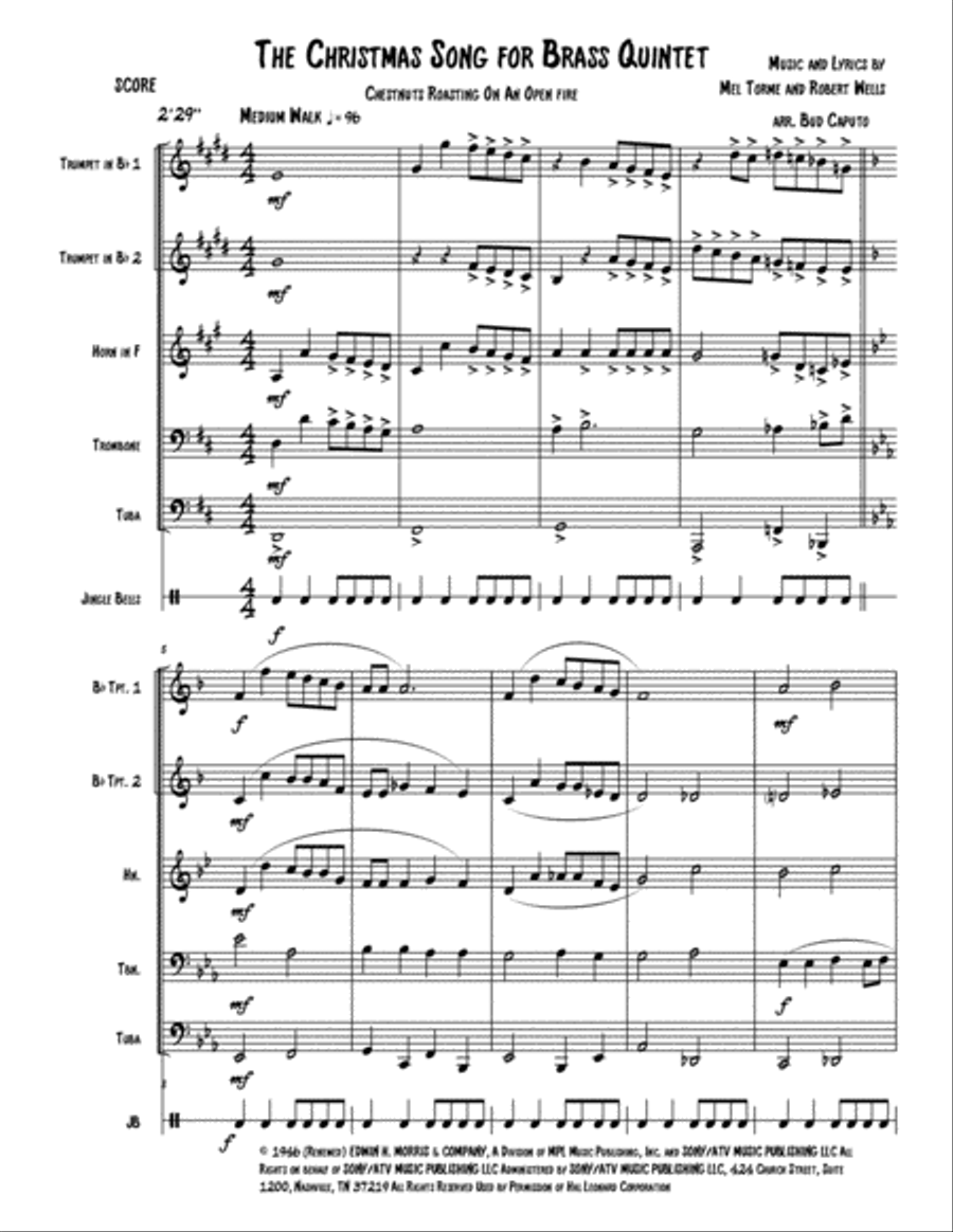 The Christmas Song (Chestnuts Roasting On An Open Fire) Brass Ensemble scores gallery preview page 2