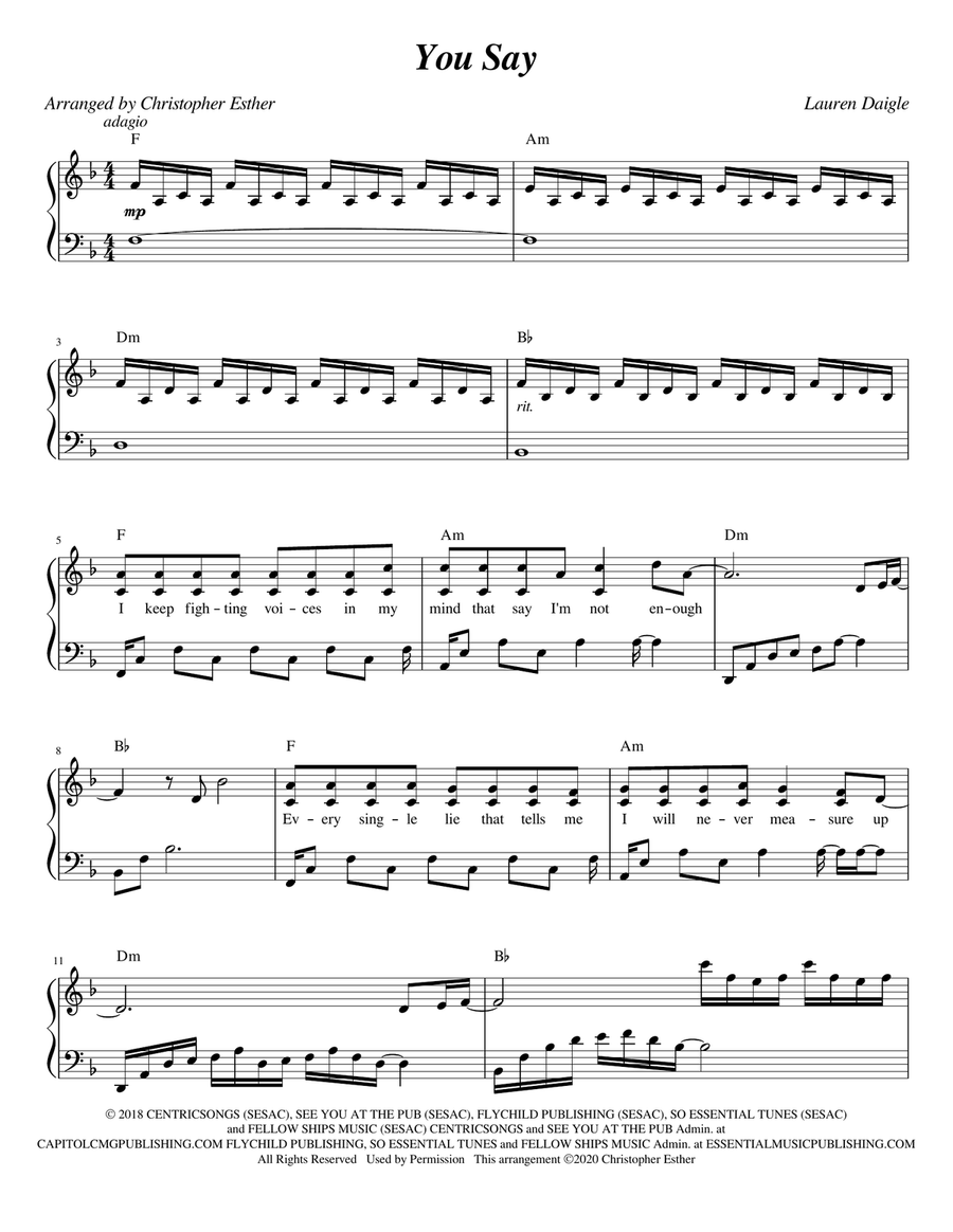 You Say You Say Piano, Vocal scores gallery preview page 1