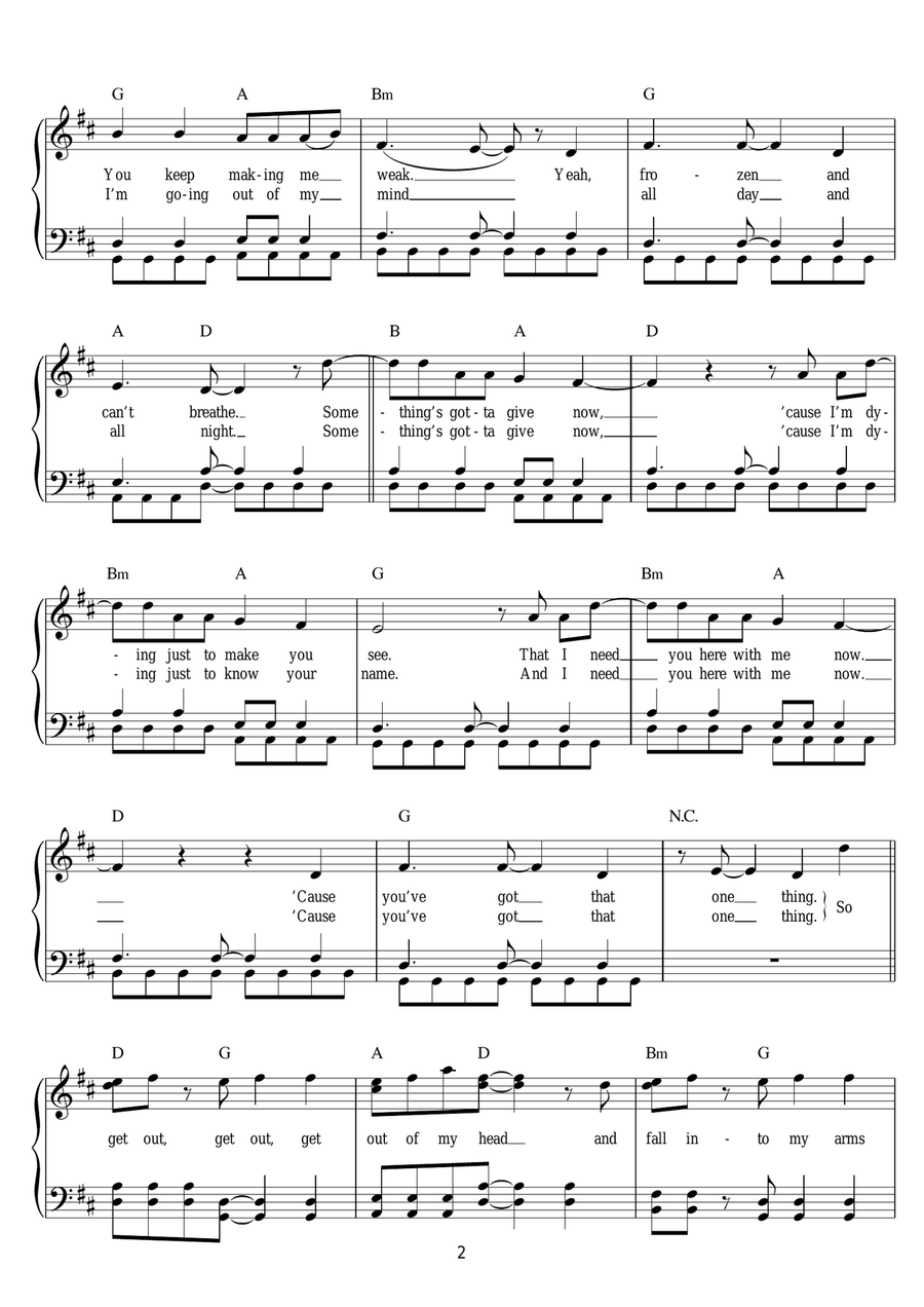 One Thing Easy Piano scores gallery preview page 2