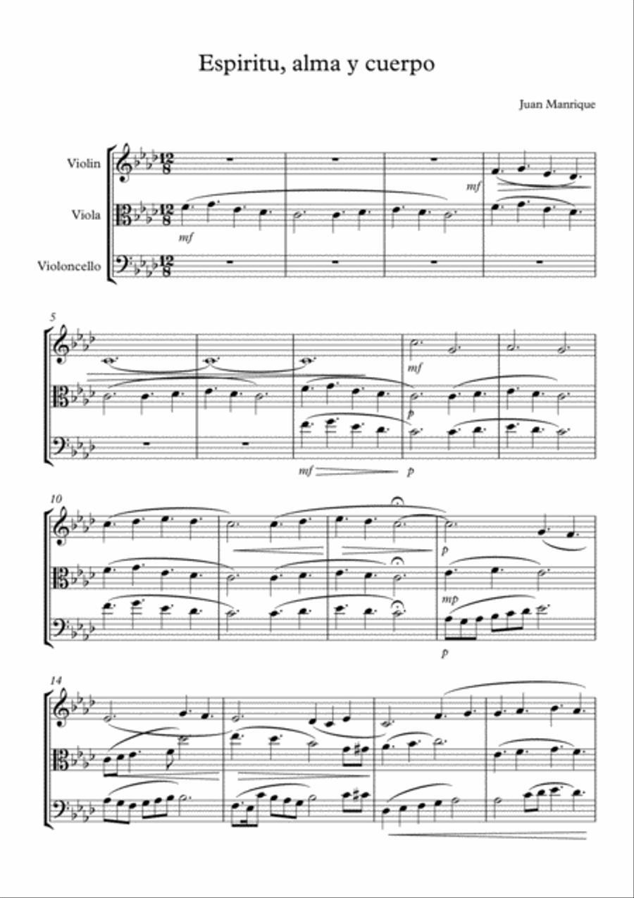 Espiritu, Alma y Cuerpo String Trio scores gallery preview page 1