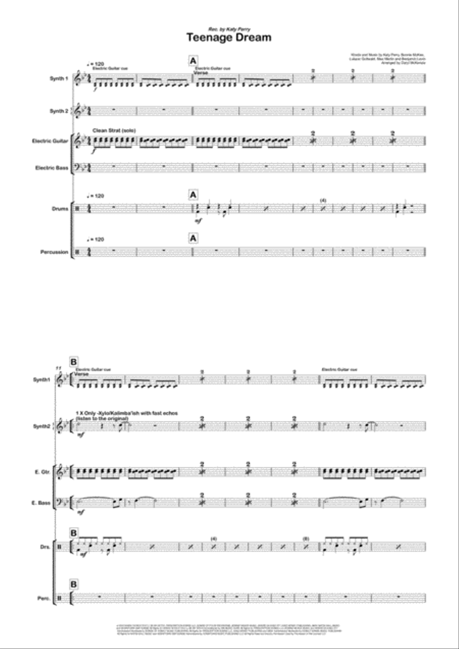 Teenage Dream Teenage Dream Bass Voice scores gallery preview page 1