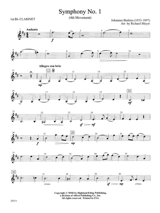 Symphony No. 1 (4th Movement ): 1st B-flat Clarinet