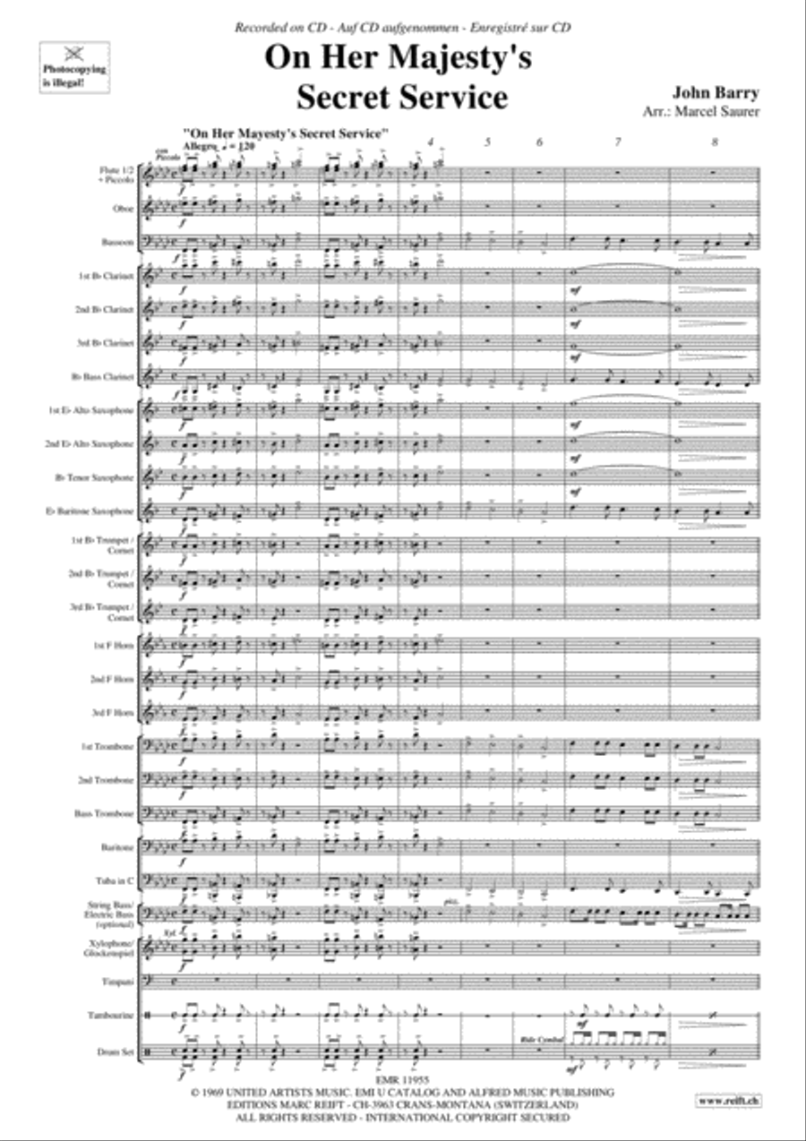 On Her Majesty's Secret Service Concert Band scores gallery preview page 4