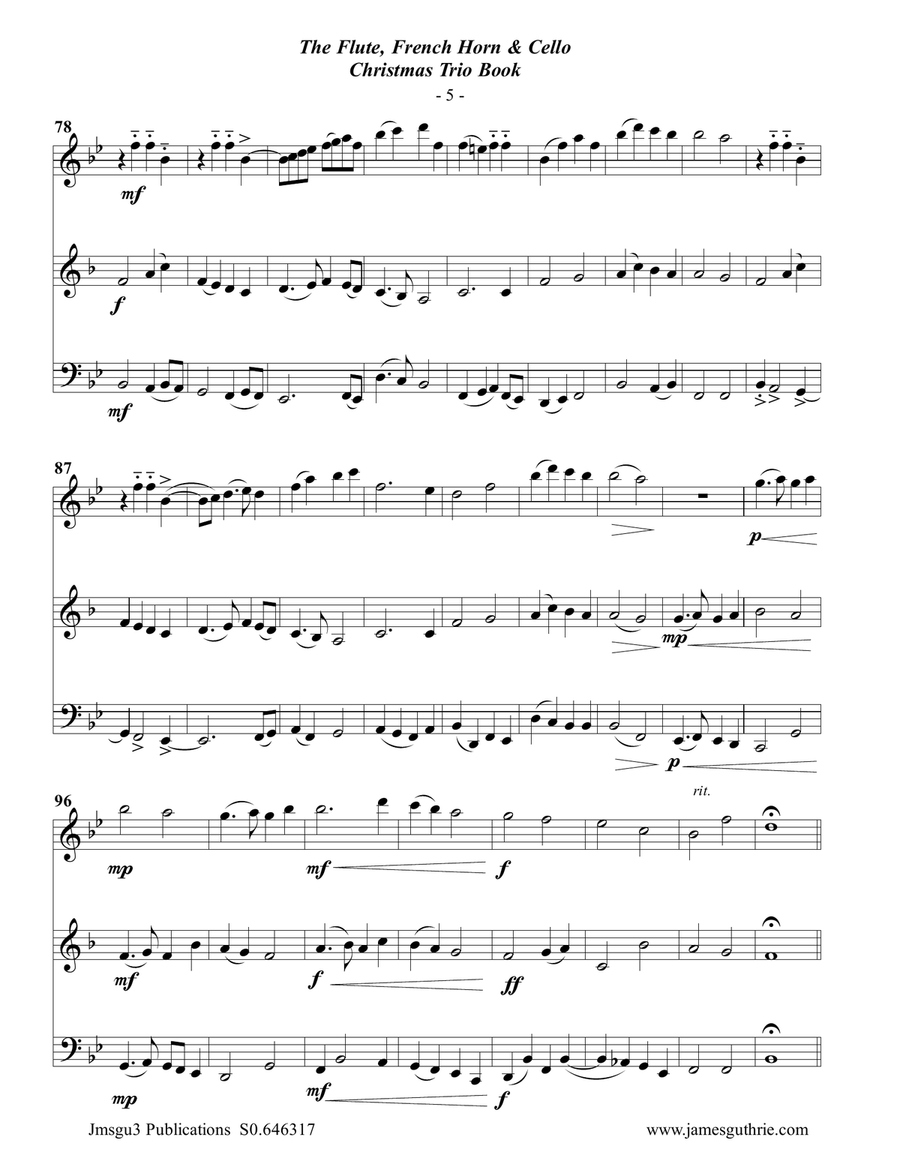 The Flute, French Horn & Cello Christmas Trio Book Small Ensemble scores gallery preview page 6