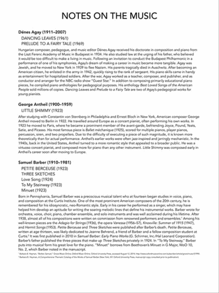 20th Century American Composers – Intermediate Level Piano Piano Solo scores gallery preview page 3