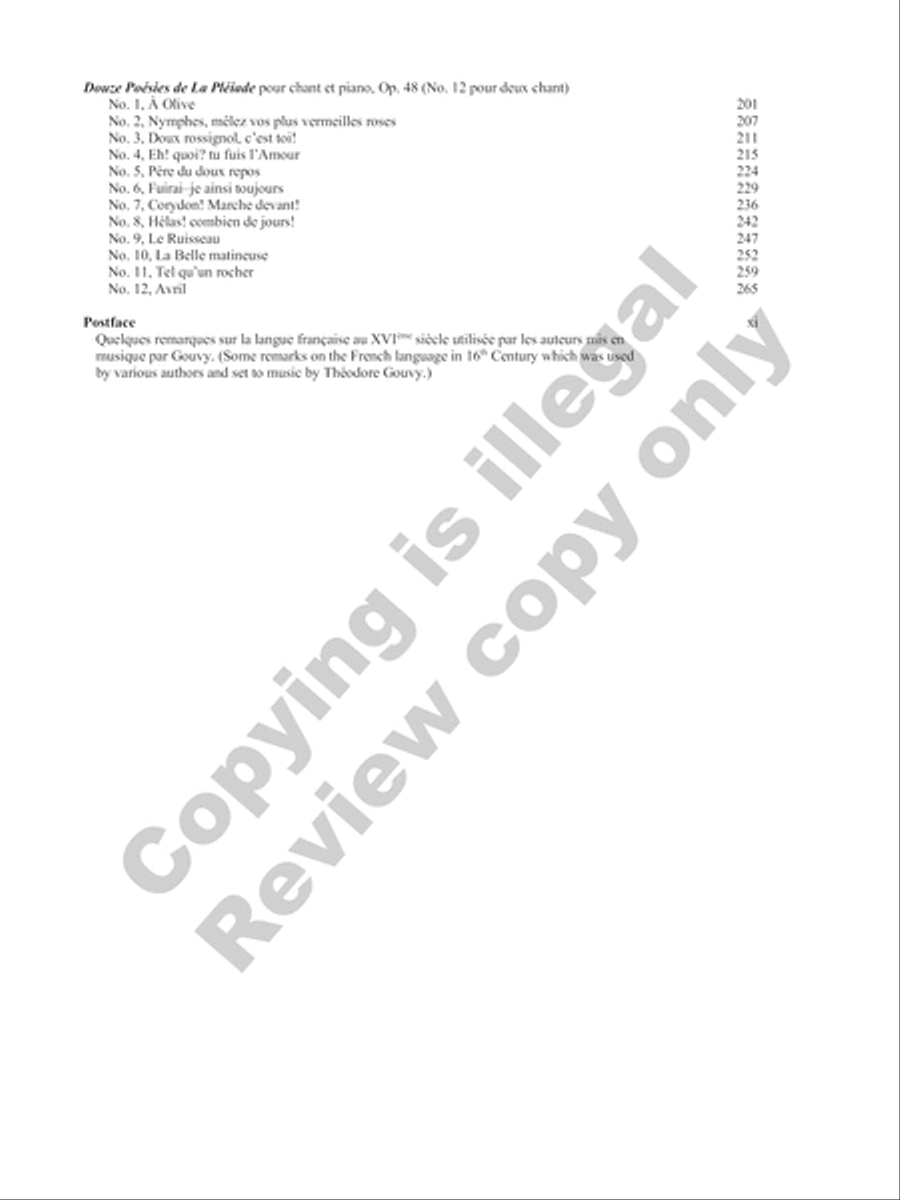 Songs of Gouvy, Volume 1: 40 poèmes de Pierre de Ronsard; 12 poèmes de La Pleïade Piano Accompaniment scores gallery preview page 23