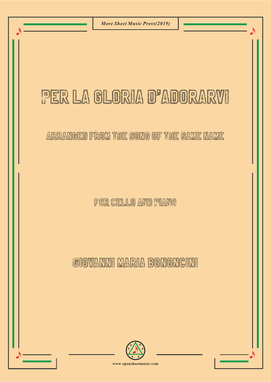 Bononcini-Per la gloria d'adorarvi, for Cello and Piano