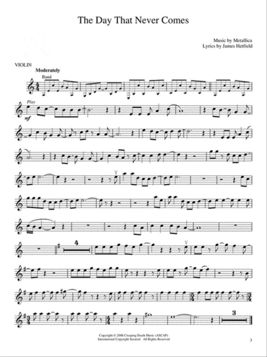 Best of Metallica for Violin Violin Solo scores gallery preview page 3
