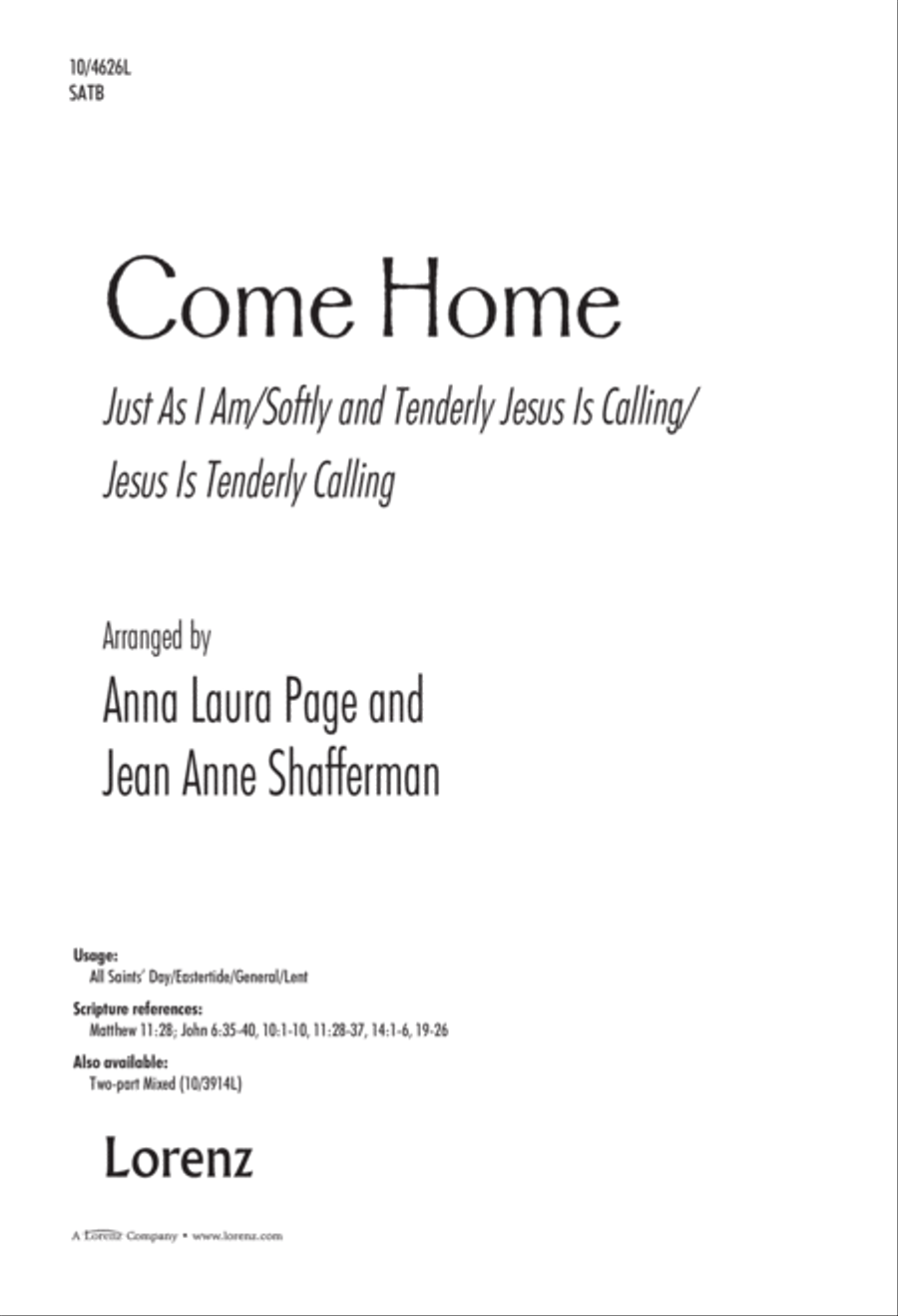 Come Home 4-Part scores gallery preview page 1