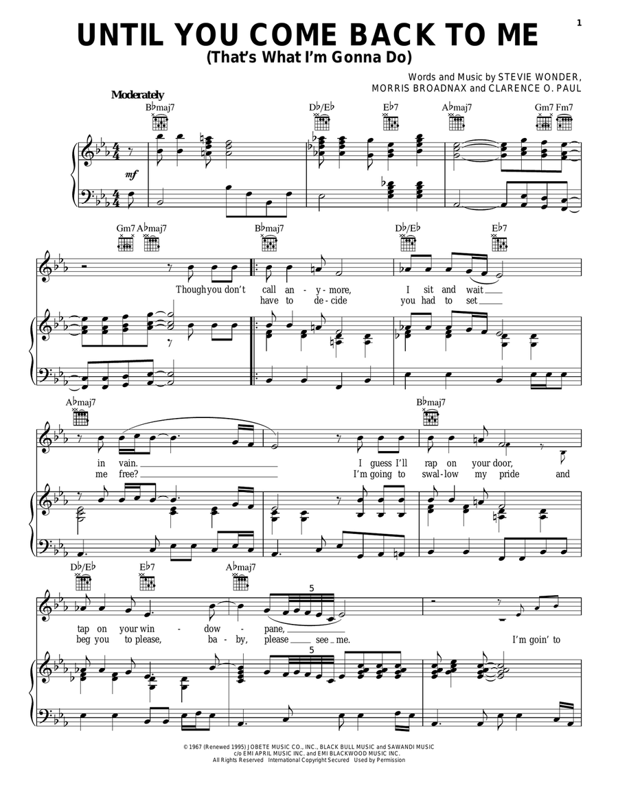 Until You Come Back To Me (That's What I'm Gonna Do) Acoustic Guitar scores gallery preview page 1