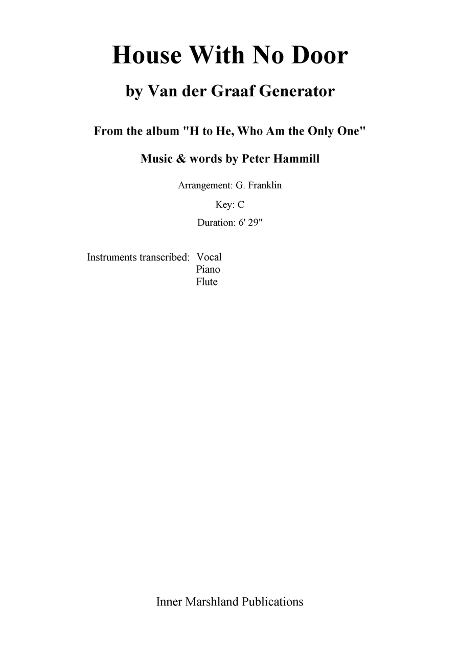 House With No Door Piano, Vocal scores gallery preview page 1