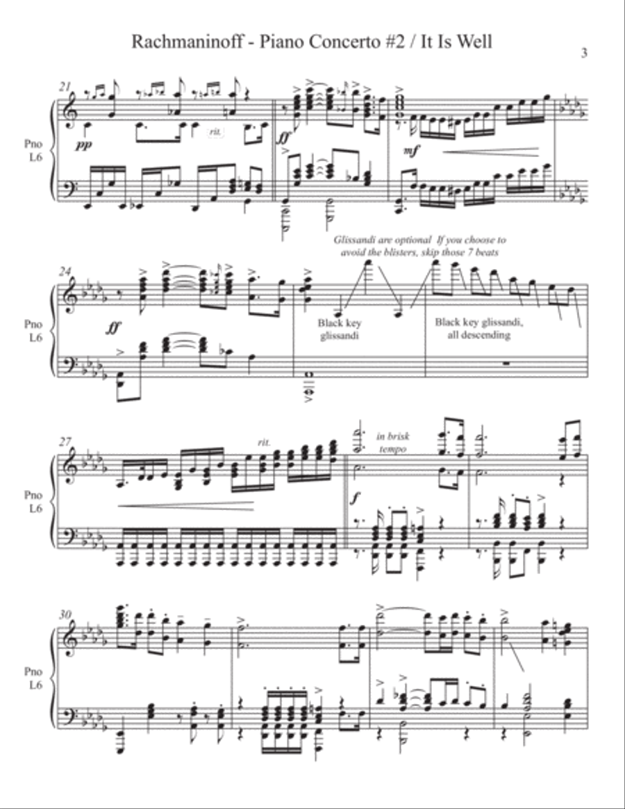 Concerto #2 (Rachmaninoff) / It Is Well (2 for 1 PIANO Standalone Arr's) Piano Solo scores gallery preview page 4