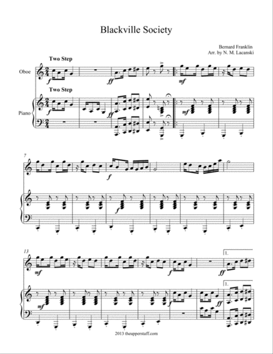 Blackville Society Blackville Society Piano scores gallery preview page 1