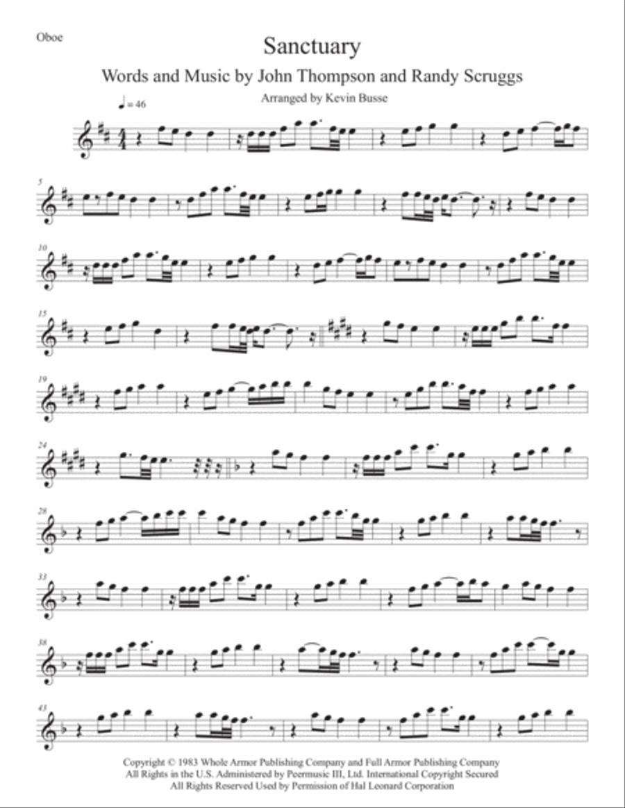 Sanctuary Oboe Solo scores gallery preview page 1