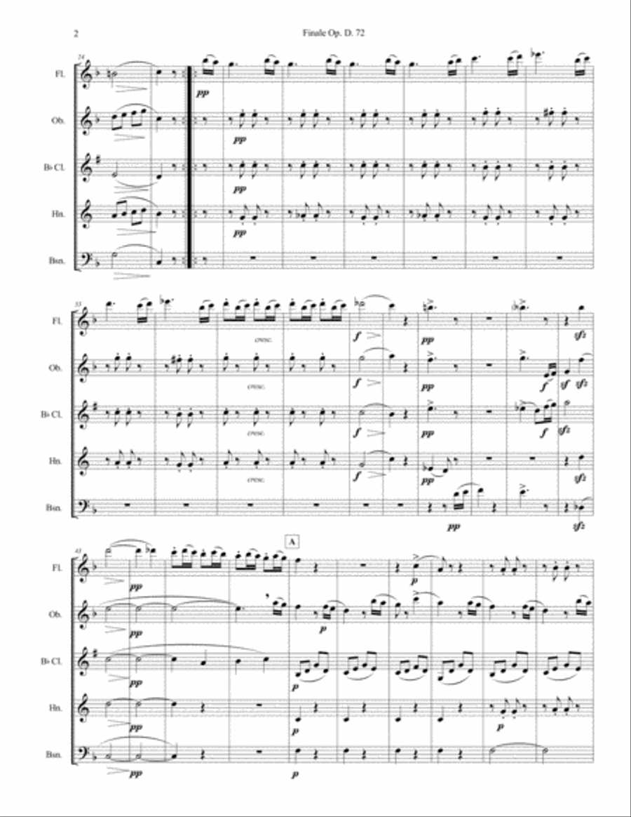 Menuetto and Finale Op. 72 D Woodwind Quintet scores gallery preview page 6