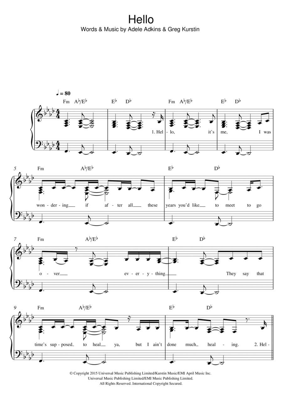 Hello Hello Easy Piano scores gallery preview page 1