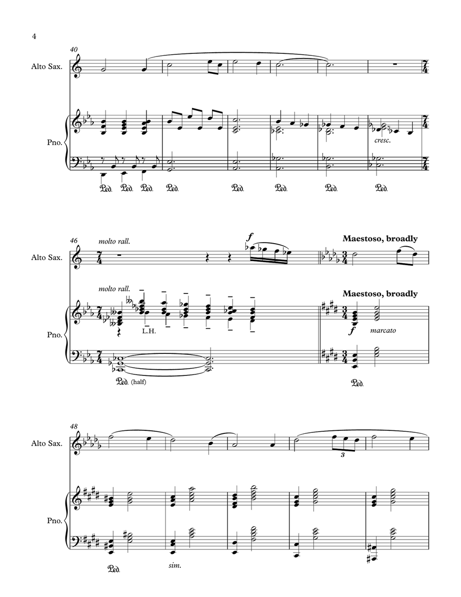 Amazing Grace (alto saxophone solo and piano) - Score & parts Alto Saxophone scores gallery preview page 4