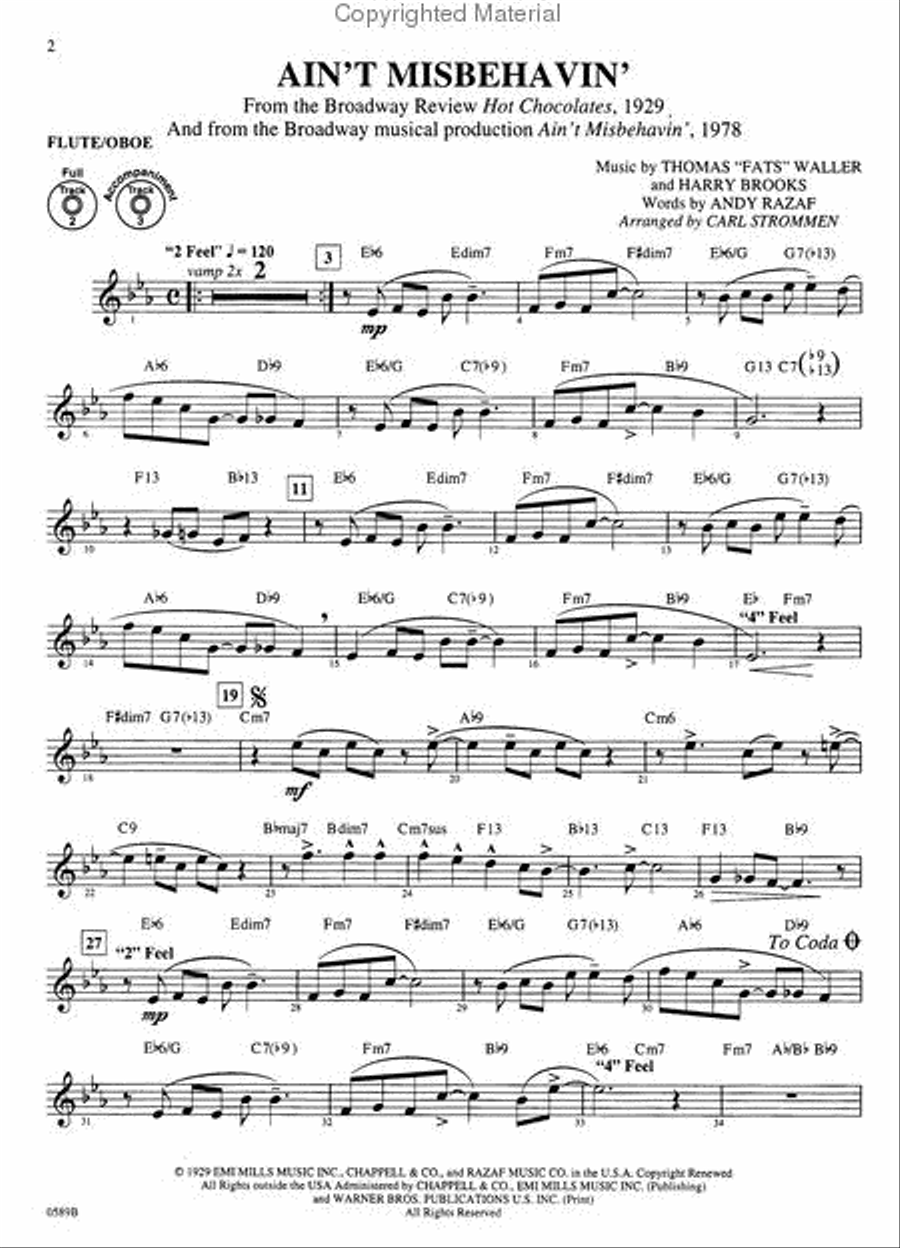 Broadway By Special Arrangement - Flute/Oboe Part/CD Flute scores gallery preview page 2