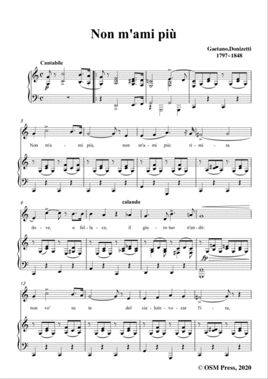 Donizetti-Non m'ami piu,in C Major,for Voice and Piano Voice Solo scores gallery preview page 3
