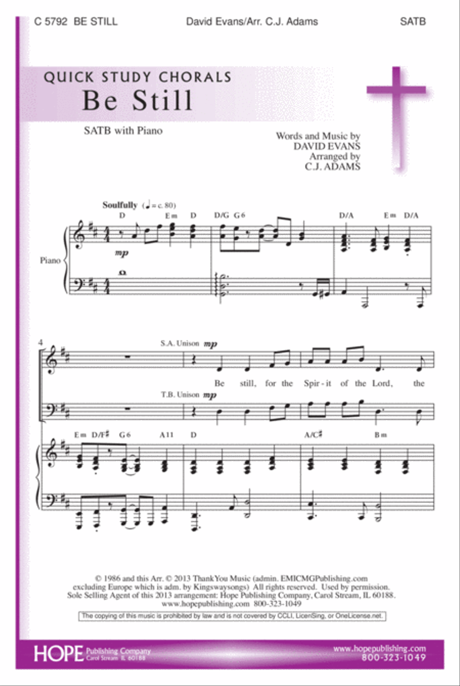 Be Still 4-Part scores gallery preview page 2