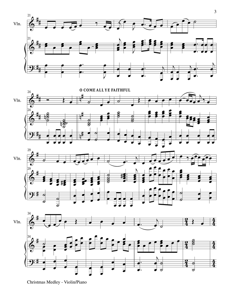 CHRISTMAS JOY MEDLEY (Sing-A-Long with Violin and Piano) Small Ensemble scores gallery preview page 3