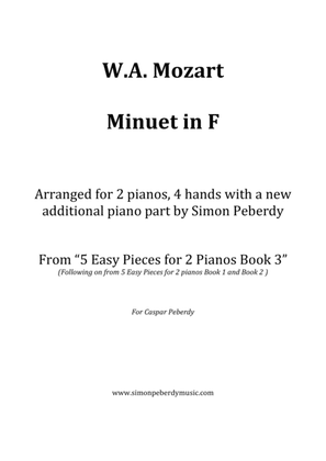 Book cover for Minuet in F (K5) (W.A. Mozart) for 2 pianos (additional piano part by Simon Peberdy)