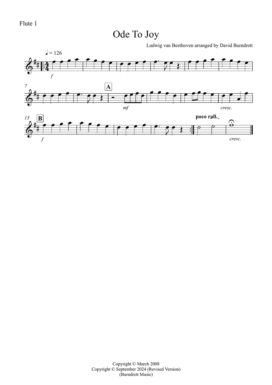 Ode To Joy for Flute Quartet Flute Quartet scores gallery preview page 3
