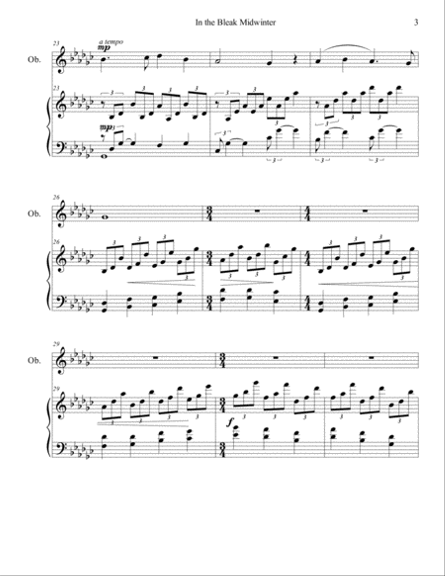 In the Bleak Midwinter (oboe/piano), arr. Brenda Portman Piano scores gallery preview page 3