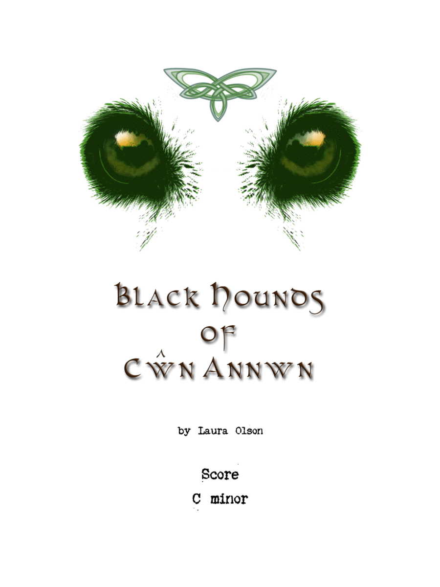 Black Hounds of Cŵn Annwn for Harp Ensemble (C minor) - Score Only Harp scores gallery preview page 1