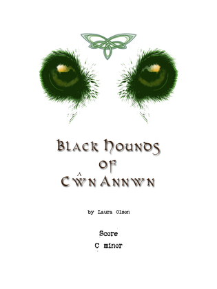 Book cover for Black Hounds of Cŵn Annwn for Harp Ensemble (C minor) - Score Only