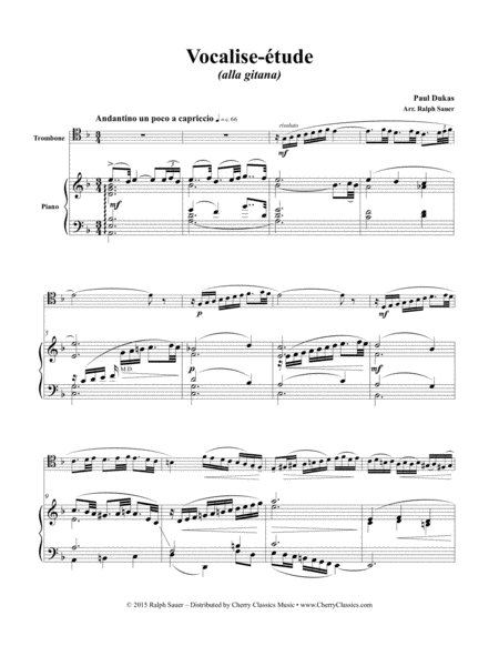 Vocalise-etude for Trombone and Piano