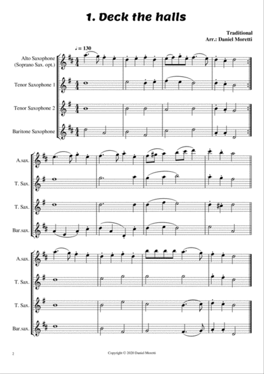 Christmas Song Book (5 songs) - Saxophone Quartet Edition Saxophone Quartet scores gallery preview page 2