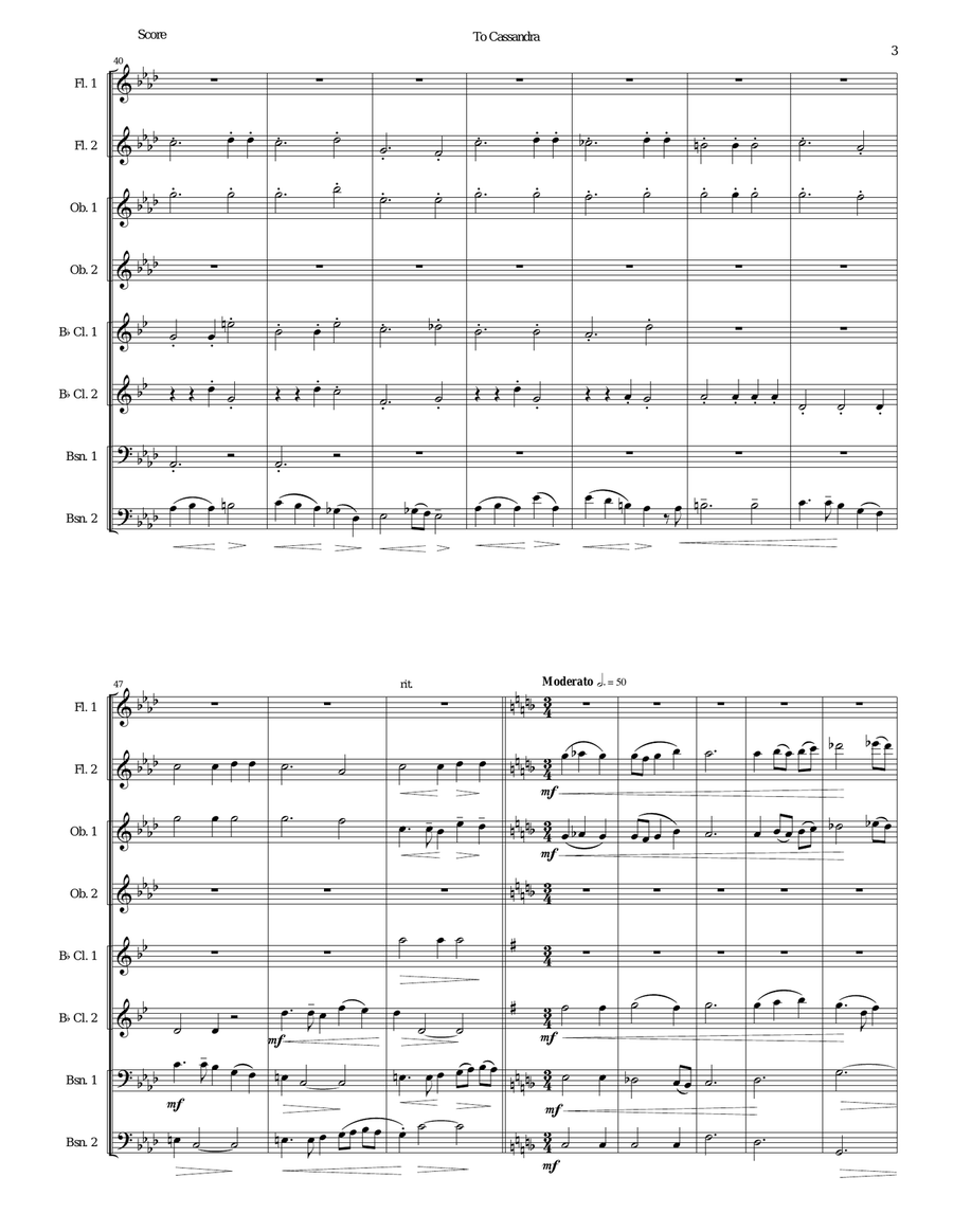 To Cassandra for wind octet Woodwind Ensemble scores gallery preview page 3